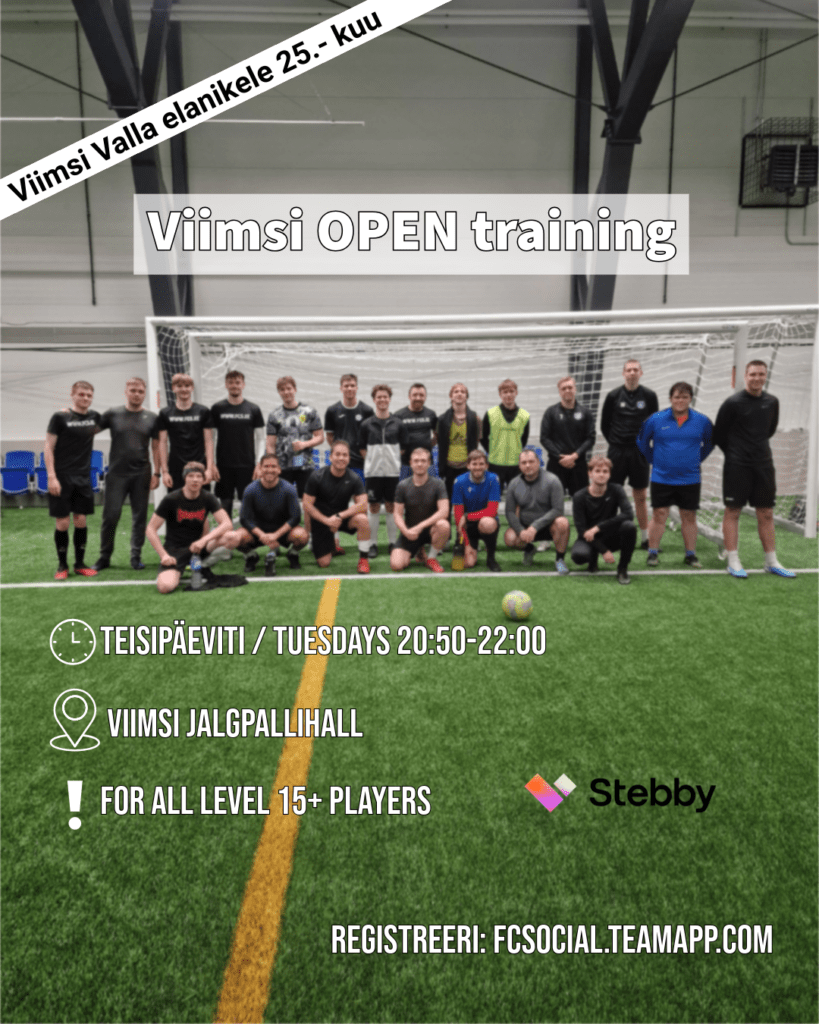jalgpallitrenn tallinnas, täiskasvanutele, harrastajatele, wismari staadion, järveküla staadion, peetri staadion, loo staadion, viimsi, viimsi jalgpallihall, mustamäe raja hall, rahvaliiga